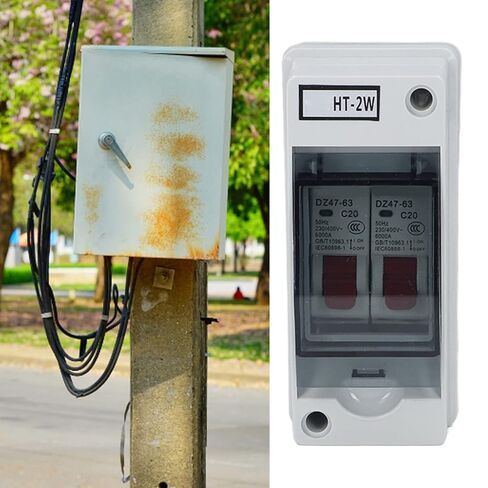 Distribution Box with Breaker Box, MCB C Type 2 Way AC 230V 400V IP65 Electrical Boxes (C20+C20) in Saudi Arabia