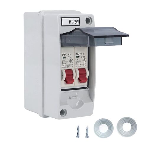 Distribution Box with Breaker Box, MCB C Type 2 Way AC 230V 400V IP65 Electrical Boxes (C20+C20) in Saudi Arabia