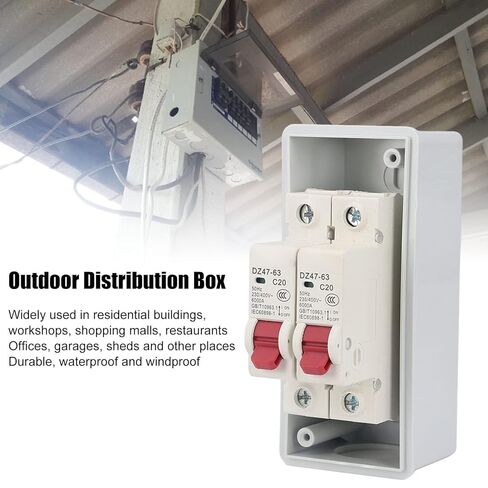 Distribution Box with Breaker Box, MCB C Type 2 Way AC 230V 400V IP65 Electrical Boxes (C20+C20) in Saudi Arabia