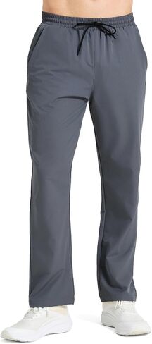 Men's Athletic Sweatpants Lightweight Quick Dry Water Resistant Running Pants with Zip Pockets for Gym Jogging Lounge in Saudi Arabia