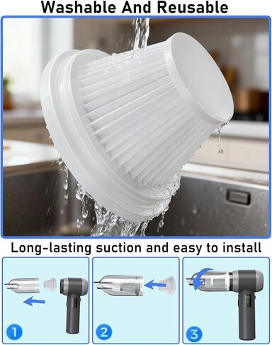 مكنسة كهربائية لاسلكية محمولة، 2 في 1 شفط ونفخ، محرك بدون فرشاة 100 وات، شاشة رقمية LED، 8 ملحقات، للسيارة والمنزل والحيوانات الأليفة ومكتب الشعر in Kuwait