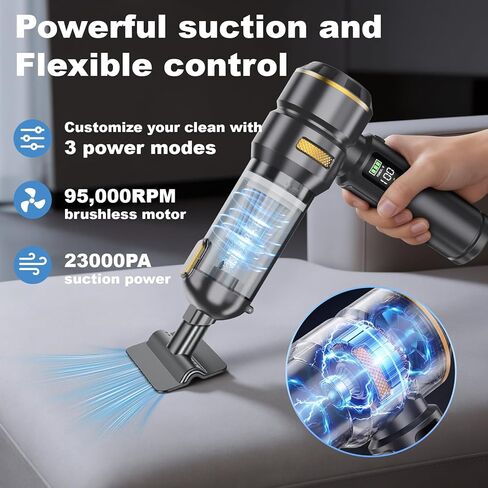 Portable Cordless Handheld Vacuum Cleaner for Car,Smart Display,Dual-Mode:Suction & Blowing,3 Adjustable Suction Power Levels,One-Touch Dust Emptying,Mini Hand Vacuums for Car,Home,Office,Pet Hair in Saudi Arabia