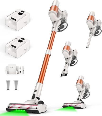 Cordless Vacuum Cleaner, 2 Batteries 110 Mins Runtime, 580W 48KPA Stick Vacuum with Self-Standing, Tangle-Free Brush, LED Display, Vacuum Cleaner for Home Hardwood Floor, Carpet, Pet Hair in Saudi Arabia