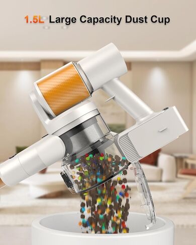 Cordless Vacuum Cleaner, 2 Batteries 110 Mins Runtime, 580W 48KPA Stick Vacuum with Self-Standing, Tangle-Free Brush, LED Display, Vacuum Cleaner for Home Hardwood Floor, Carpet, Pet Hair in Saudi Arabia