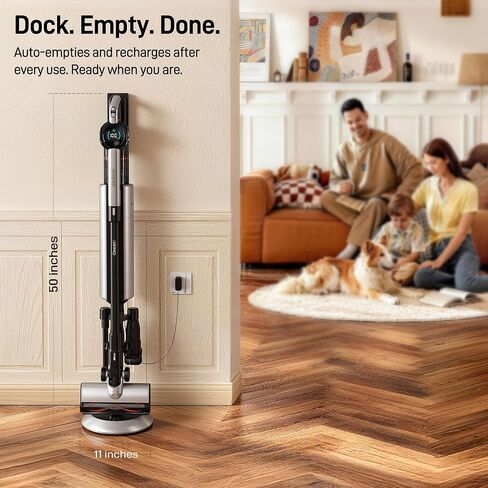 CoreJet 5+ Self-Emptying Stick Vacuum, Cordless Vacuum Cleaner with All-in-One Charging Dock, 2 Removable Batteries, 450W Motor, Dust Detection Light, HEPA Filtration for Hard Floors, Rugs in Saudi Arabia