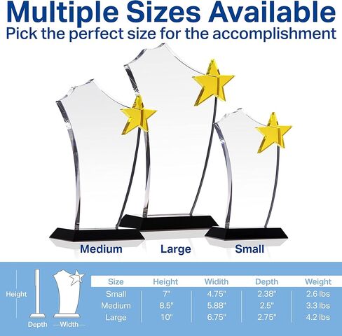 Personalized Gold Star Crystal Lifetime Achievement Award – Custom Engraved Employee Trophy for Career Recognition, Leadership, Retirement & Milestones (L - 10") in Saudi Arabia
