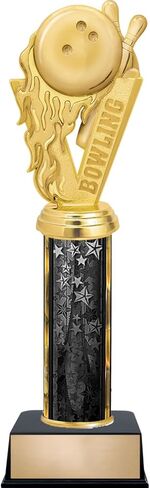 Customizable 11.5" Bowling Fireball Black Star Trophy Award, Engrave Now in Saudi Arabia