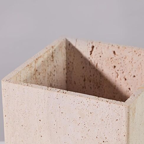 Rectangular Ivory Travertine Bathroom Trash Can, Natural Organic Stone Office Wastebasket, Wabi-Sabi Durable Storage Basket, Garbage Container for Bathroom, Home Office, Bedroom, Living Room, Toilet in Saudi Arabia