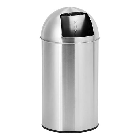 18 Gallon/70 L Cylindrical Trash Can, Heavy Duty Stainless Steel Rubbish Bin with Removable Inner Bucket, Outdoor Tall Garbage Can with Push Lid for Office, Restaurant, Commercial Use in Saudi Arabia