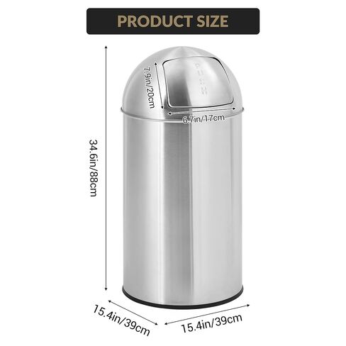 18 Gallon/70 L Cylindrical Trash Can, Heavy Duty Stainless Steel Rubbish Bin with Removable Inner Bucket, Outdoor Tall Garbage Can with Push Lid for Office, Restaurant, Commercial Use in Saudi Arabia