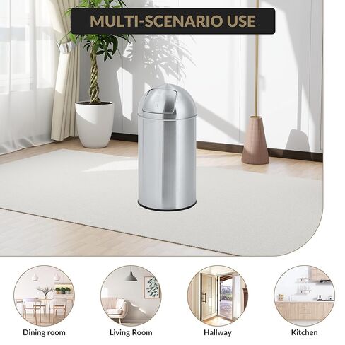 18 Gallon/70 L Cylindrical Trash Can, Heavy Duty Stainless Steel Rubbish Bin with Removable Inner Bucket, Outdoor Tall Garbage Can with Push Lid for Office, Restaurant, Commercial Use in Saudi Arabia