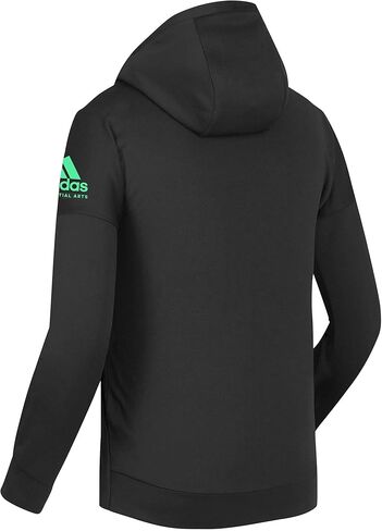 جاكيت adidas Martial Arts بغطاء للرأس وبطانة من الصوف - أسود تركواز - صغير in Saudi Arabia