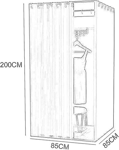 Curtain Privacy Screen for Office Clothing Store Bedroom Mobile Rail Changing Room(85x85x200cm) in Kuwait