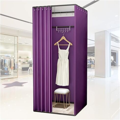 with Curtain Kit Clothing Shop Fitting Room Temporary Privacy Screen Partition for Clothing Shop Dormitory Mobile Track Separate Changing Room(100x100x200cm) in Saudi Arabia