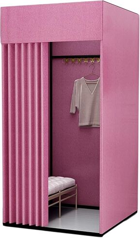 Pink Fitting Room Privacy Screen Kit with Blackout Curtains Mobile Track Independent Fitting Room for Office Clothing Store Dorm Room(100 * 100 * 200cm) in Saudi Arabia