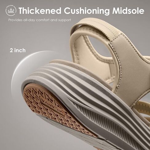 Vilanva Women's Comfortable Orthopedic Platform Walking Sandals with Arch Support Adjustable Buckle Cushioned Midsole for Plantar Fasciitis Relief Casual Sport Summer Outfits in Saudi Arabia