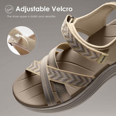 Vilanva Women's Comfortable Orthopedic Platform Walking Sandals with Arch Support Adjustable Buckle Cushioned Midsole for Plantar Fasciitis Relief Casual Sport Summer Outfits in Saudi Arabia