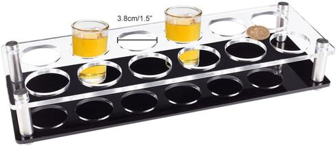 NBEADS 12 Shot Glass Tray Holder, Bar Acrylic Shot Glasses Holders Wine Cup Serving Tray Cups Organizer Display Bar Accessories for Party, Bar, Club, Hole: 1.5" （for 1.4 inches Cup） in Saudi Arabia