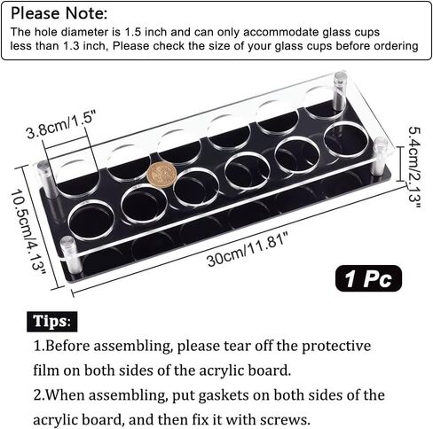 NBEADS 12 Shot Glass Tray Holder, Bar Acrylic Shot Glasses Holders Wine Cup Serving Tray Cups Organizer Display Bar Accessories for Party, Bar, Club, Hole: 1.5" （for 1.4 inches Cup） in Saudi Arabia
