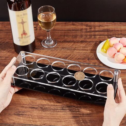 NBEADS 12 Shot Glass Tray Holder, Bar Acrylic Shot Glasses Holders Wine Cup Serving Tray Cups Organizer Display Bar Accessories for Party, Bar, Club, Hole: 1.5" （for 1.4 inches Cup） in Saudi Arabia
