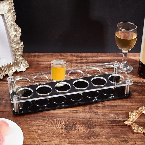 NBEADS 12 Shot Glass Tray Holder, Bar Acrylic Shot Glasses Holders Wine Cup Serving Tray Cups Organizer Display Bar Accessories for Party, Bar, Club, Hole: 1.5" （for 1.4 inches Cup） in Saudi Arabia