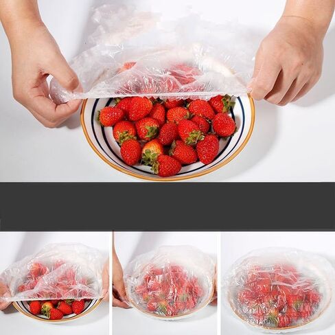 100Pcs/pack Transparent Plastic Disposable Food Storage Cover 14-35cm Stretchable Kitchen Fruit Vegetable Dust-proof Food Cover in Saudi Arabia