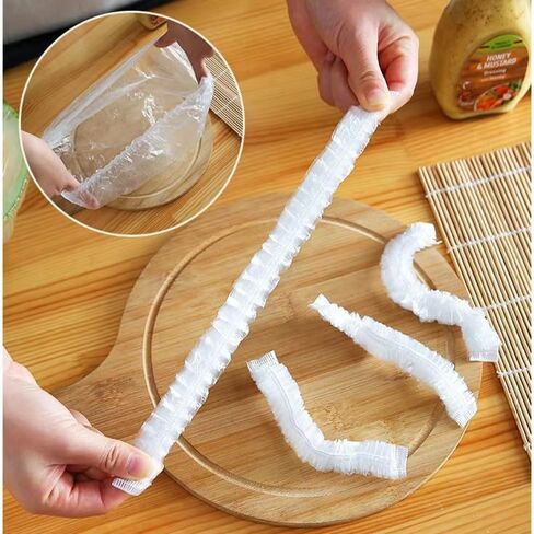 100Pcs/pack Transparent Plastic Disposable Food Storage Cover 14-35cm Stretchable Kitchen Fruit Vegetable Dust-proof Food Cover in Saudi Arabia