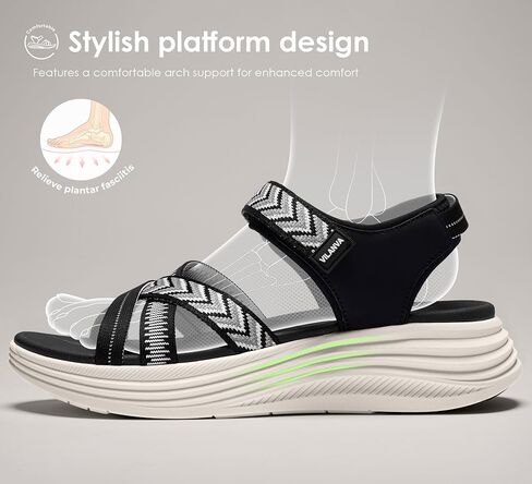 Vilanva Women's Comfortable Orthopedic Platform Walking Sandals with Arch Support Adjustable Buckle and Cushioned Midsole for Casual Sport Summer in Saudi Arabia