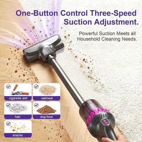 Cordless Stick Vacuum Cleaner, 6-in-1 Lightweight Handheld Vacuum, Built-in Mattress Vacuum Cleaner, 3-Speed Suction, Powerful Multi-purpose Cleaner for Hardwood Floors, Carpet, Pet Hair, Car Cleaning in Saudi Arabia