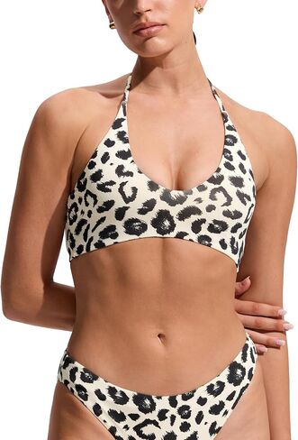 CRZ YOGA Womens Self Tie Halter Bikini Tops - Swim Bathing Suit Scoop Neck Backless Swimsuit Padded in Saudi Arabia