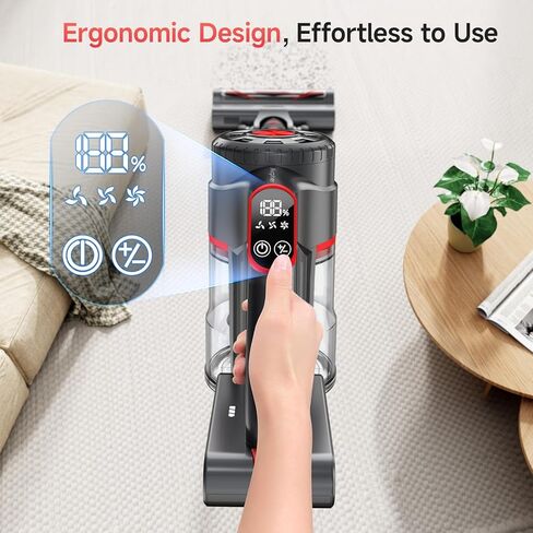 Cordless Vacuum Cleaners for Home, 60KPA 580W Dual Motor, 60 Mins Runtime, Power Detect & HEPA Filter, Touchscreen Display, Self-Standing for Pet Hair/Carpet/Car/Tile/Hardwood Floor in Saudi Arabia