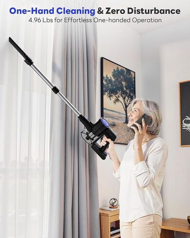 Cordless Vacuum Cleaner, 45KPA Stick Vacuum Cleaners for Home with Up to 40 Mins Runtime, 6-in-1 Rechargeable Lightweight Vacuum with Powerful Suction for Carpets, Pet Hair, Hardwood Floors in Saudi Arabia