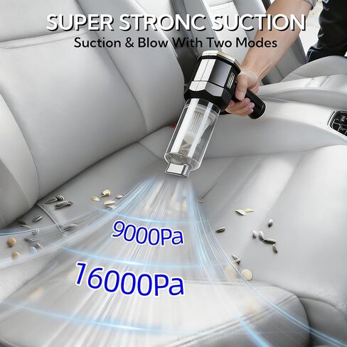 Handheld Car Vacuum Cleaner, 16000Pa Vacuum Cleaner and Air Duster, Portable Cordless Hand Held Vacuum with Brushless Motor and Multi-Nozzles for Car, Home, Office, Pet in Saudi Arabia