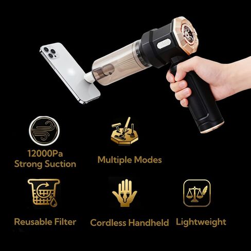 Handheld Car Vacuum Cleaner, 16000Pa Vacuum Cleaner and Air Duster, Portable Cordless Hand Held Vacuum with Brushless Motor and Multi-Nozzles for Car, Home, Office, Pet in Saudi Arabia