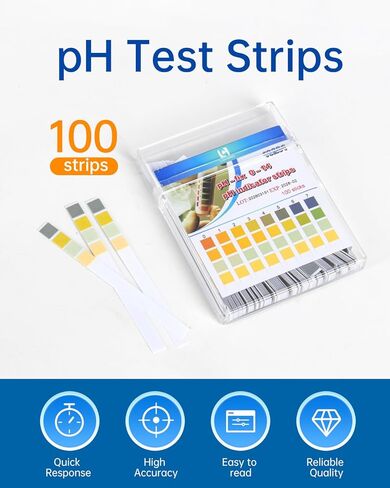 شرائط اختبار درجة الحموضة من لوهان، 100 شريط، سريع ومريح، 0-14 ورقة درجة حموضة عالمية لمياه الشرب/اختبار السوائل/البول/حمام السباحة/سائل التربة/التخمير/المختبر in Kuwait