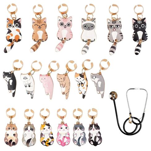 WEBEEDY 18 Styles Cat Stethoscope Charms for Nurse,Animal Stethoscope ID Name Tag for Peds Nurse Doctor Assistant Medical Workers Cute Adjustable Personalized Stethoscope Charms Accessories Gift in Saudi Arabia