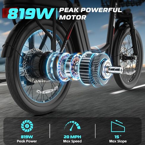 سكوتر كهربائي Caroma Peak 500W/800W/1200W مع مقعد، دراجة كهربائية بإطار سميك 20 بوصة مع بطارية قابلة للإزالة 48 فولت، حتى 30 ميلًا و20 ميلاً في الساعة، سكوتر للبالغين للتنقل مع سلة ومقعد قابل للتعديل in Saudi Arabia