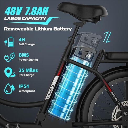 سكوتر كهربائي Caroma Peak 500W/800W/1200W مع مقعد، دراجة كهربائية بإطار سميك 20 بوصة مع بطارية قابلة للإزالة 48 فولت، حتى 30 ميلًا و20 ميلاً في الساعة، سكوتر للبالغين للتنقل مع سلة ومقعد قابل للتعديل in Saudi Arabia