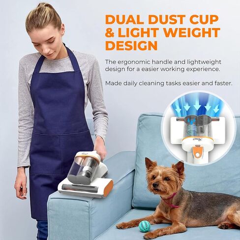 Rosewill Mattress Vacuum Cleaner: UV-C Light & High Heating Tech, 350W 13Kpa Strong Suction, Deep Cleaning Bed Handheld Vacuums for Sofa/Bed/Pet Hair, Corded - Orange in Kuwait