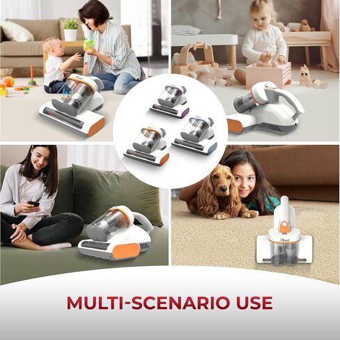 Rosewill Mattress Vacuum Cleaner: UV-C Light & High Heating Tech, 350W 13Kpa Strong Suction, Deep Cleaning Bed Handheld Vacuums for Sofa/Bed/Pet Hair, Corded - Orange in Kuwait