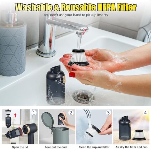 2026 Bug Vacuum Catcher,12000Pa Handheld Car Vacuum Cleaner,Suction/Blow/Charge/Extract/4-In-1 Portable Cordless Vacuum Cleaner,30-Minute Run Time Suitable for Home,Indoor and Outdoor Cleaning in Saudi Arabia