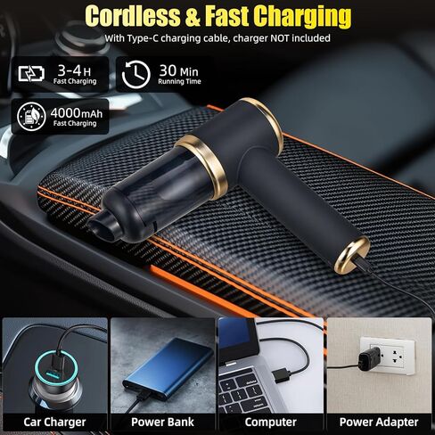 2026 Bug Vacuum Catcher,12000Pa Handheld Car Vacuum Cleaner,Suction/Blow/Charge/Extract/4-In-1 Portable Cordless Vacuum Cleaner,30-Minute Run Time Suitable for Home,Indoor and Outdoor Cleaning in Saudi Arabia