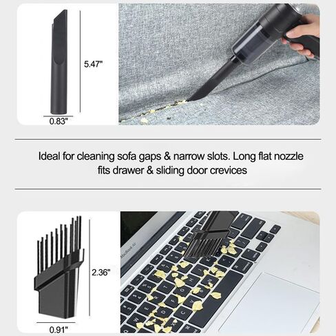 Handheld Vacuum, Portable Car Vacuum with High Power Suction, Lightweight Handheld Cleaner for Quick Pickup, Car Detailing Interior Cleaning Tool for Home Office Sofa Keyboard, Black in Saudi Arabia