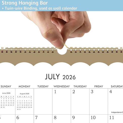 تقويم 2026 - تقويم حائط 2026-2027، يناير 2026 - يونيو 2027، تقويم صغير مقاس 8.5 بوصة × 11 بوصة، تقويم حائط عمودي لمدة 18 شهرًا مع ربط بسلك مزدوج، وخطاف تعليق وورق سميك in Kuwait