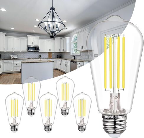 BORT 4Pack ST58/ST19 لمبات LED Edison عتيقة، أبيض دافئ 2700K، 6W يعادل 60W لمبات إضاءة LED، قابلة للتعتيم 700LM، E26 لمبة إضاءة زخرفية in Kuwait
