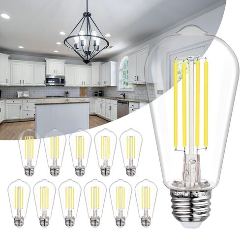 BORT 4Pack ST58/ST19 لمبات LED Edison عتيقة، أبيض دافئ 2700K، 6W يعادل 60W لمبات إضاءة LED، قابلة للتعتيم 700LM، E26 لمبة إضاءة زخرفية in Kuwait