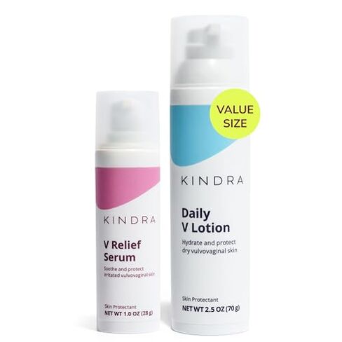 Kindra Daily V Lotion XL & V Relief Serum, OBGYN Recommended for Dryness & Itch, with Hyaluronic Acid, Prevents Infection & Odor- Estrogen-Free Cream, pH-Balanced Feminine Care in Saudi Arabia