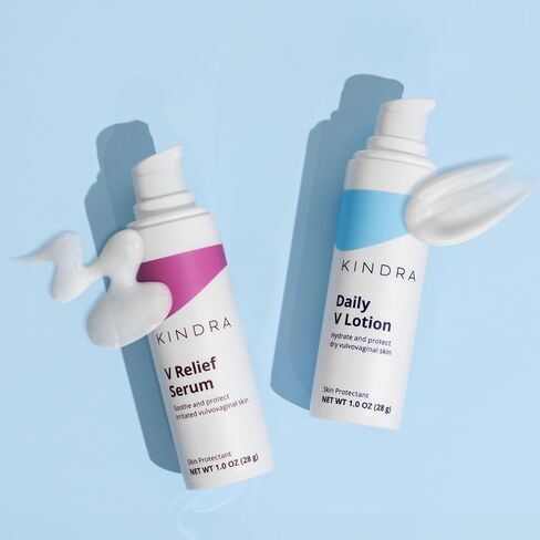 Kindra Daily V Lotion XL & V Relief Serum, OBGYN Recommended for Dryness & Itch, with Hyaluronic Acid, Prevents Infection & Odor- Estrogen-Free Cream, pH-Balanced Feminine Care in Saudi Arabia