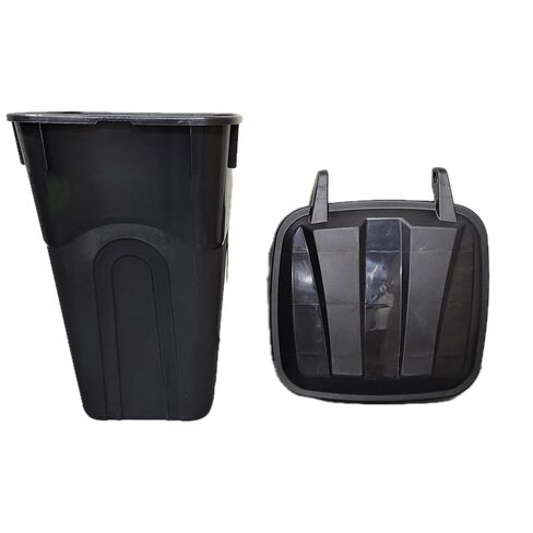 32 Gallon Plastic Garbage Can with Attached Lid, Wheeled Trash Bin, Outdoor/Indoor Use, Black in Saudi Arabia