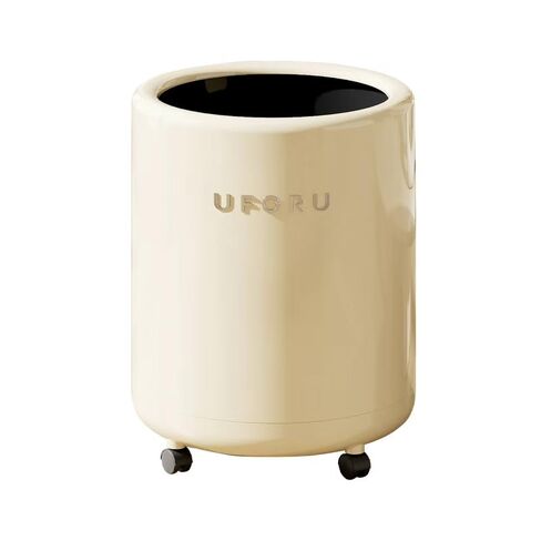 Round Bin,Roller Bin With Wheels And No Lid,Suitable For Living Room,Bedroom,Office,Bathroom,Cream Colour in Saudi Arabia